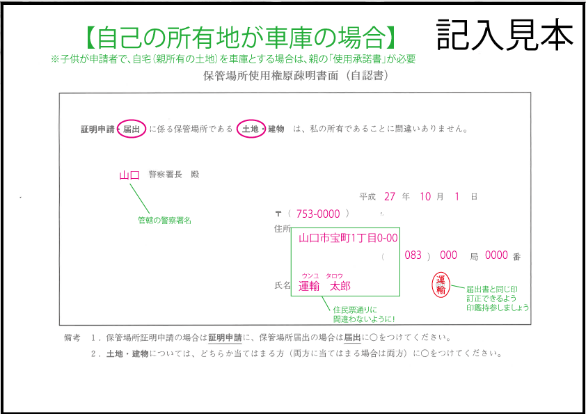 軽自動車 自認書 見本